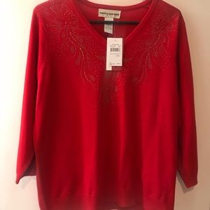 Brand New Cathy Daniels Beautiful Top with embellishments. Perfect for Christmas
